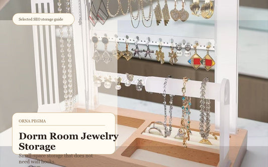 Compact dorm room jewelry organizer stand for earrings necklaces bracelets and rings