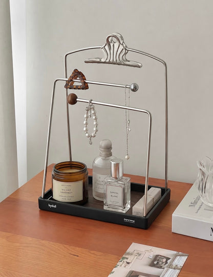 Simple retro jewelry storage rack, desktop jewelry hanger, stainless steel jewelry display rack, entryway miscellaneous items tray