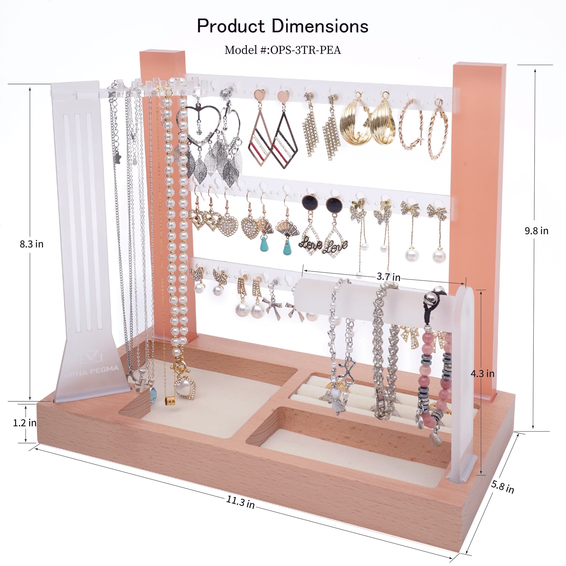 3 Tier Storage - Peach | Jewellery Organiser