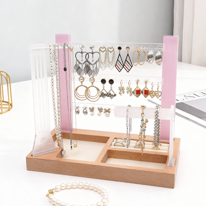 buy pink 3 tier acrylic jewelry organizer stand for earrings and necklaces