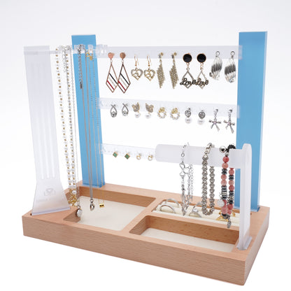 space saving smoky frosted 3 tier acrylic jewelry organizer stand for earrings and necklaces