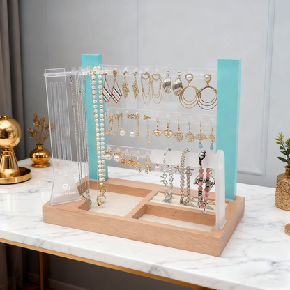 buy turquoise 3 tier acrylic jewelry organizer stand for earrings and necklaces