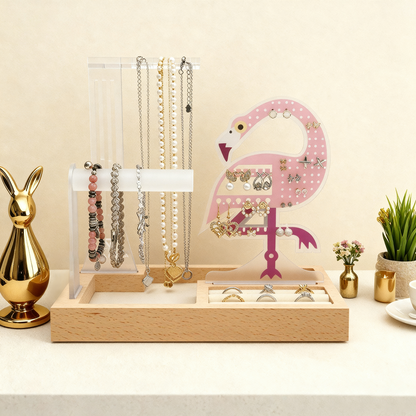 buy flamingo themed jewelry organizer stand display pink vanity decor
