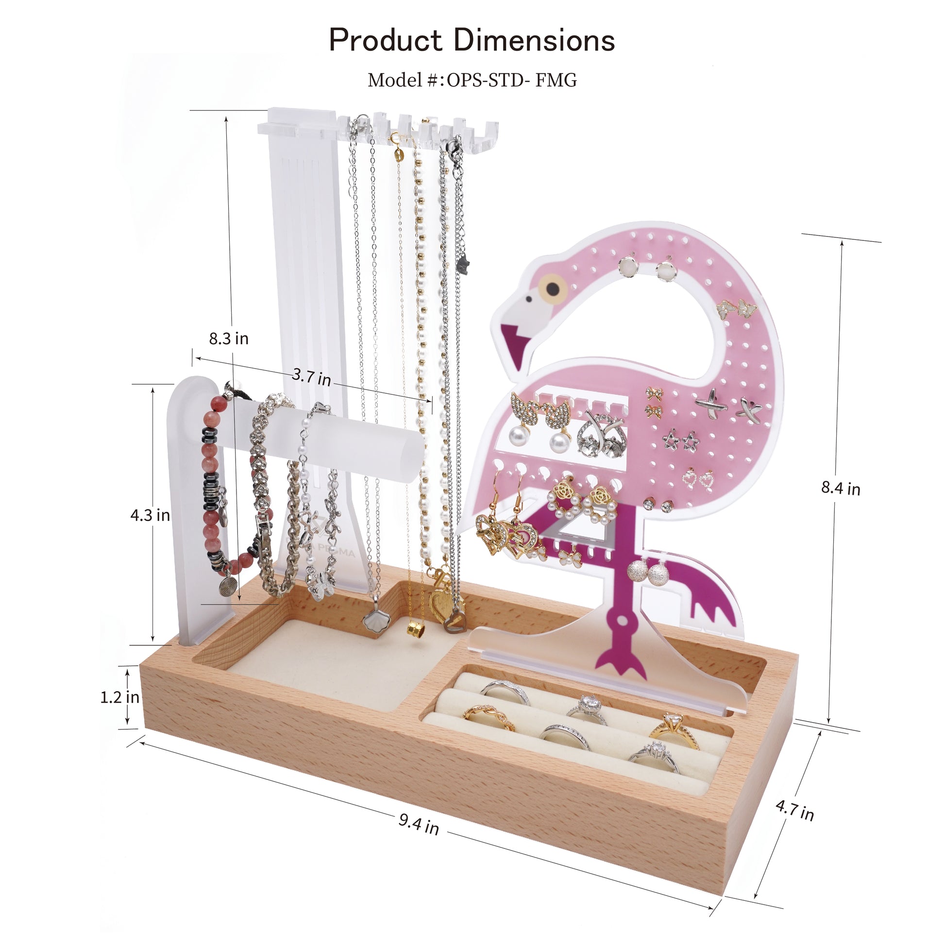 modern flamingo themed jewelry organizer stand display jewelry holder