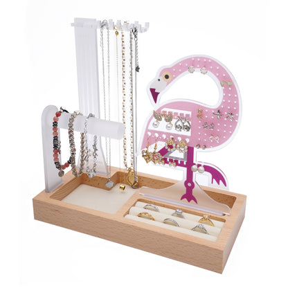 aesthetic flamingo themed jewelry organizer stand display for dresser