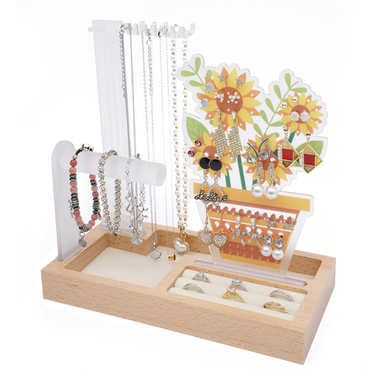 decorative radiant sun themed jewelry organizer stand display for vanity