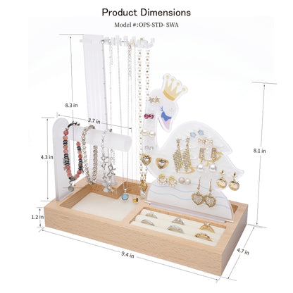 modern elegant swan themed jewelry organizer stand display for dresser