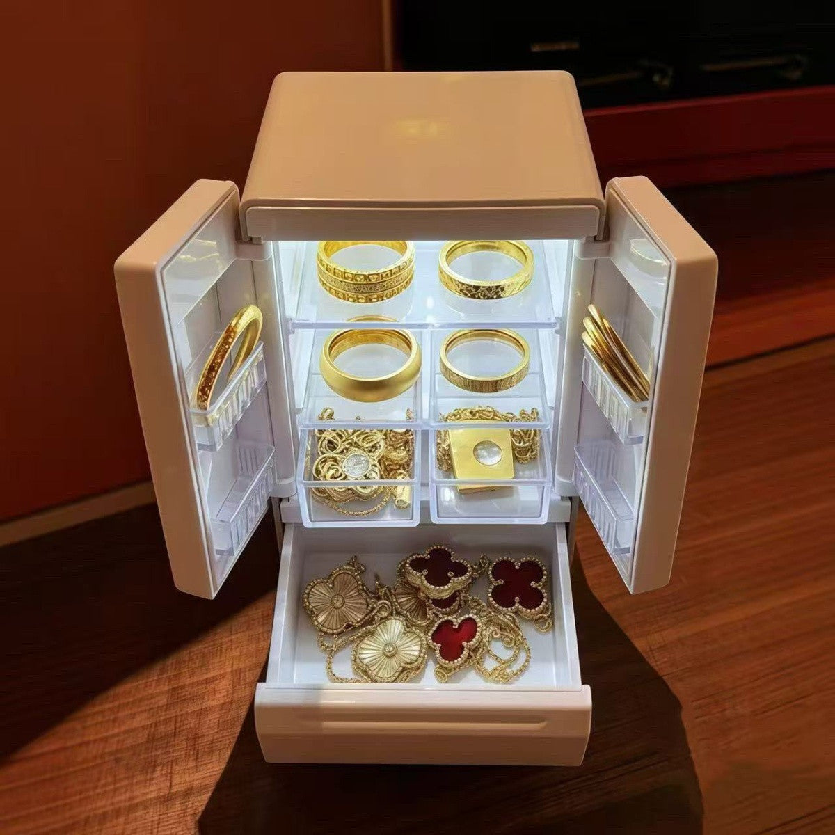 Mini Fridge-Style Jewelry Box with Light — product view 1