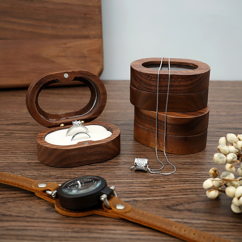 Black walnut oval jewelry box — view 2