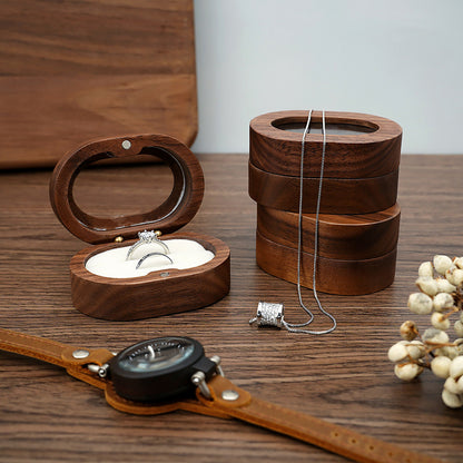 Black walnut oval jewelry box — view 2