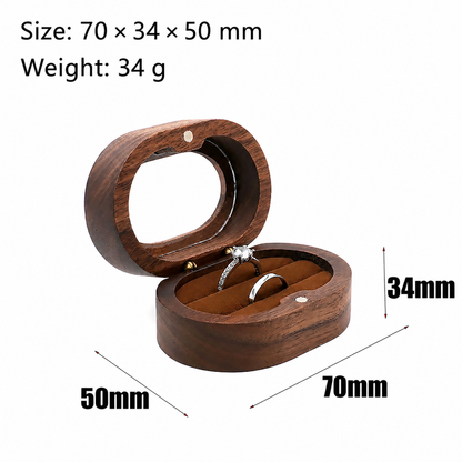 Black walnut oval jewelry box — view 3