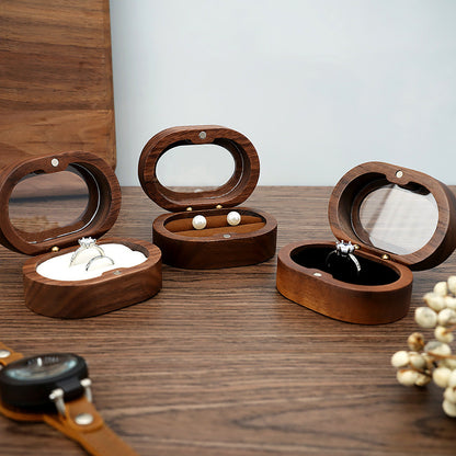Black walnut oval jewelry box — view 4
