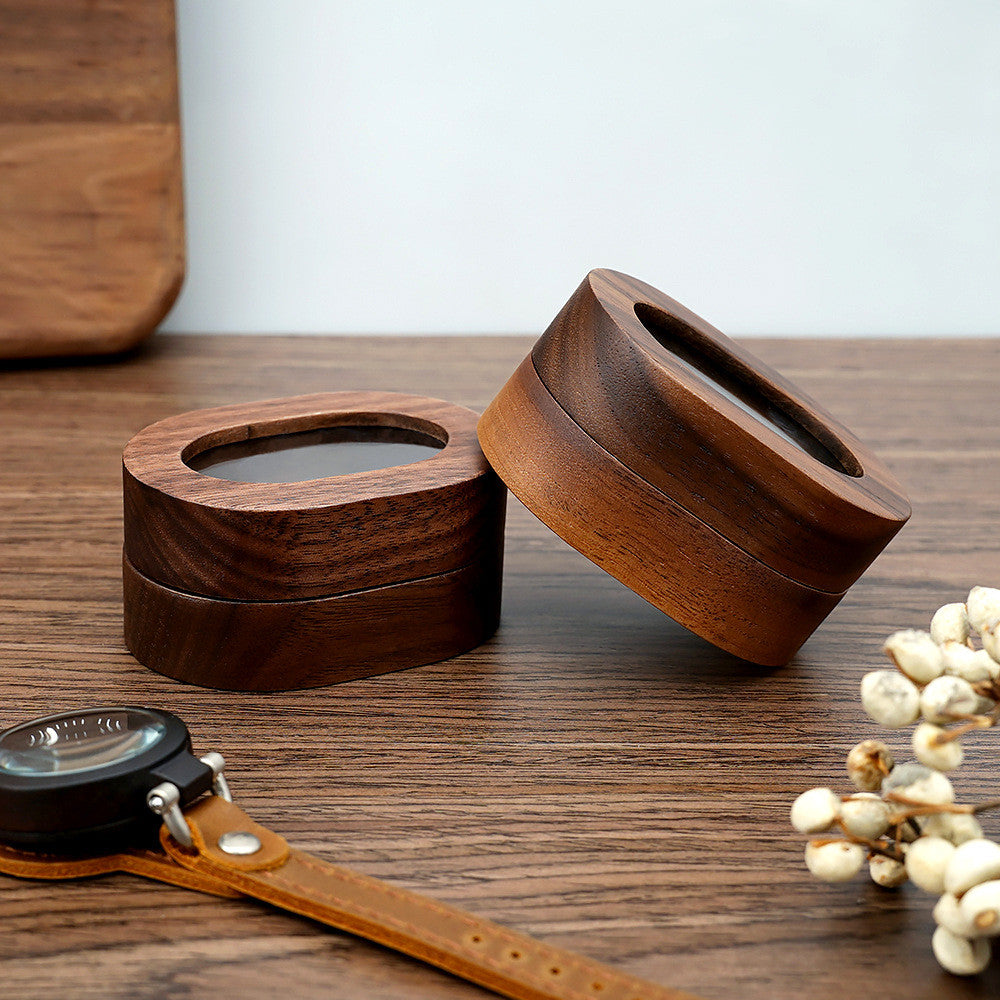 Black walnut oval jewelry box — view 5