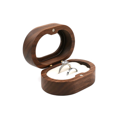 Black walnut oval jewelry box — view 6