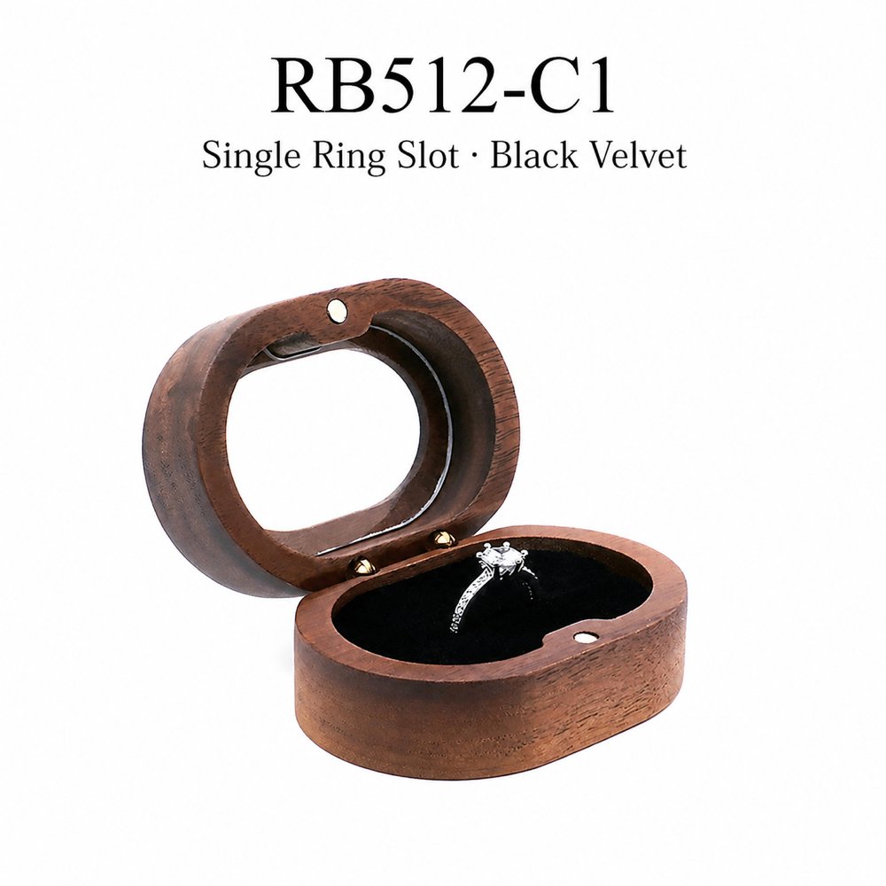 Black walnut oval jewelry box — view 7