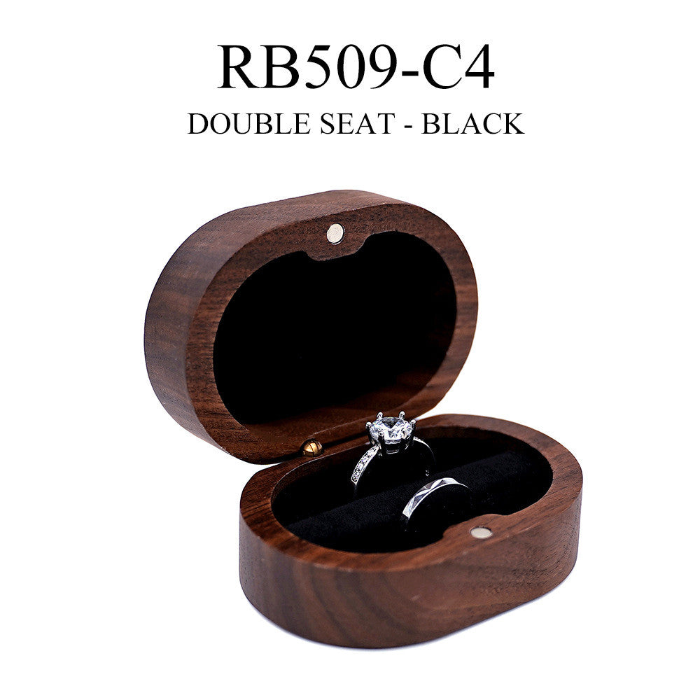 Black walnut oval jewelry box — view 8