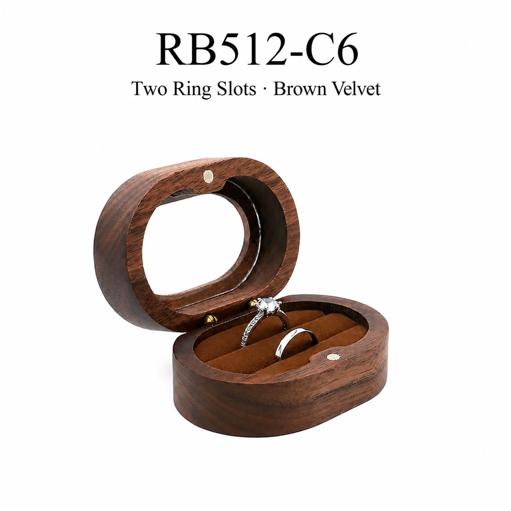 Black walnut oval jewelry box — view 9