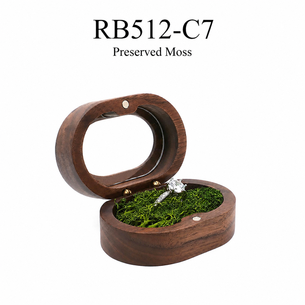 Black walnut oval jewelry box — view 10